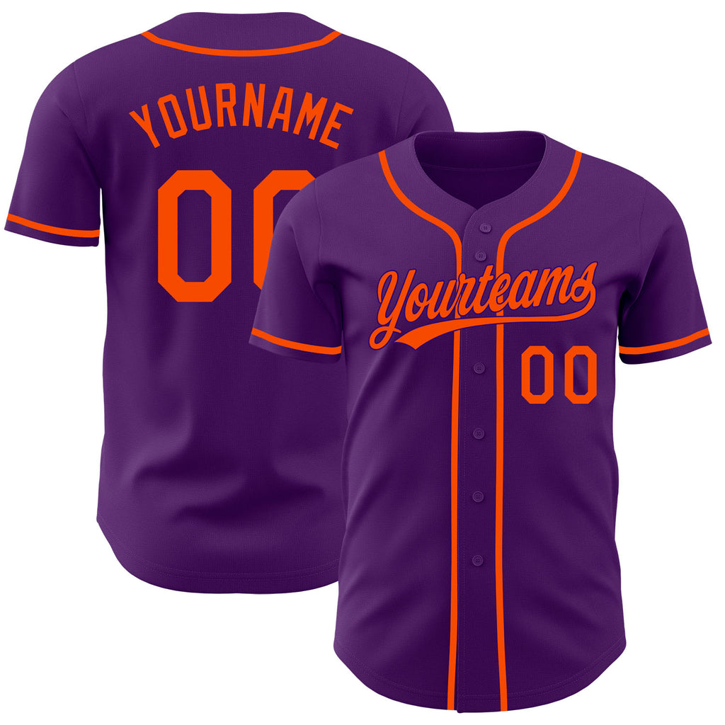 Custom Purple-Orange Authentic Baseball Jersey