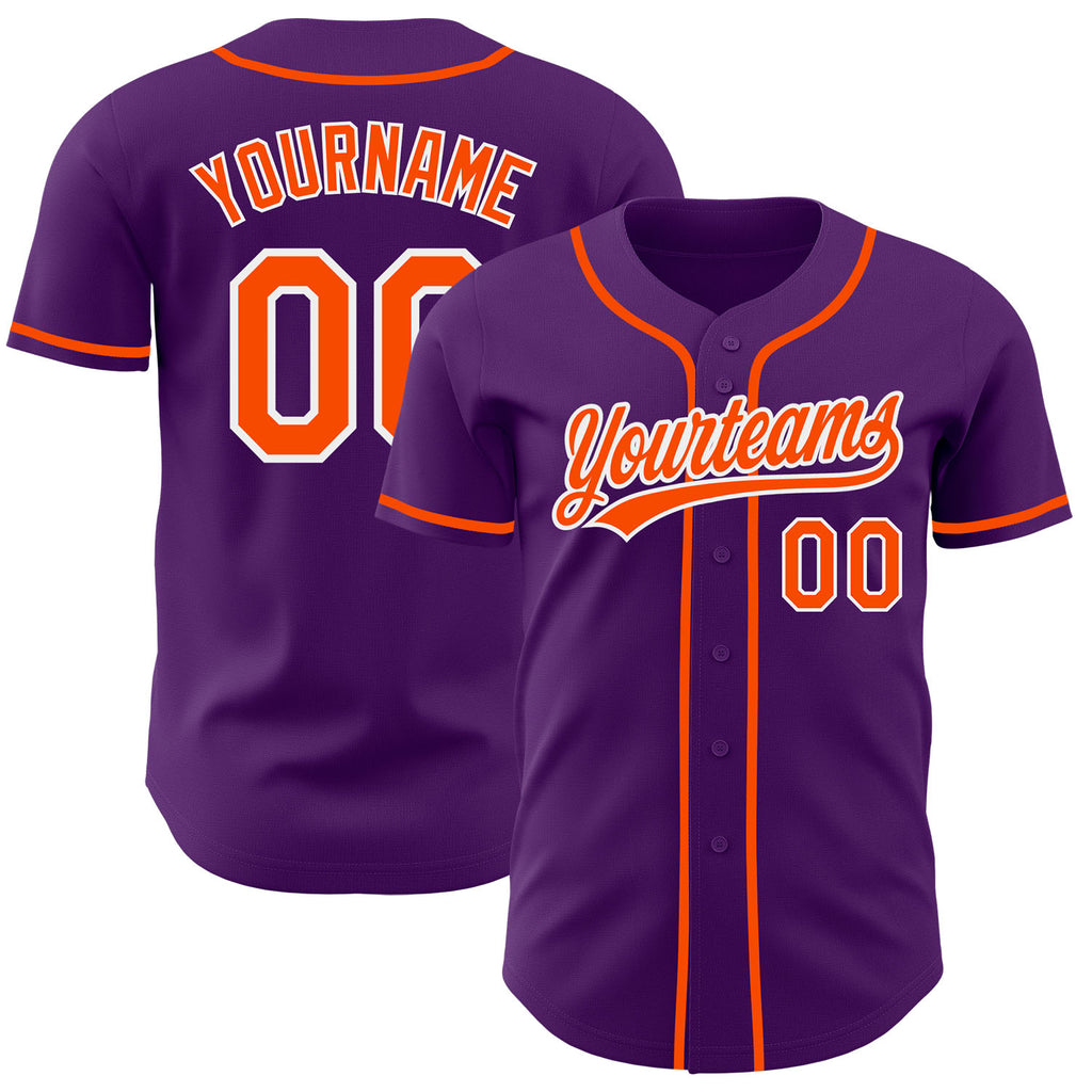 Custom Purple Orange-White Authentic Baseball Jersey
