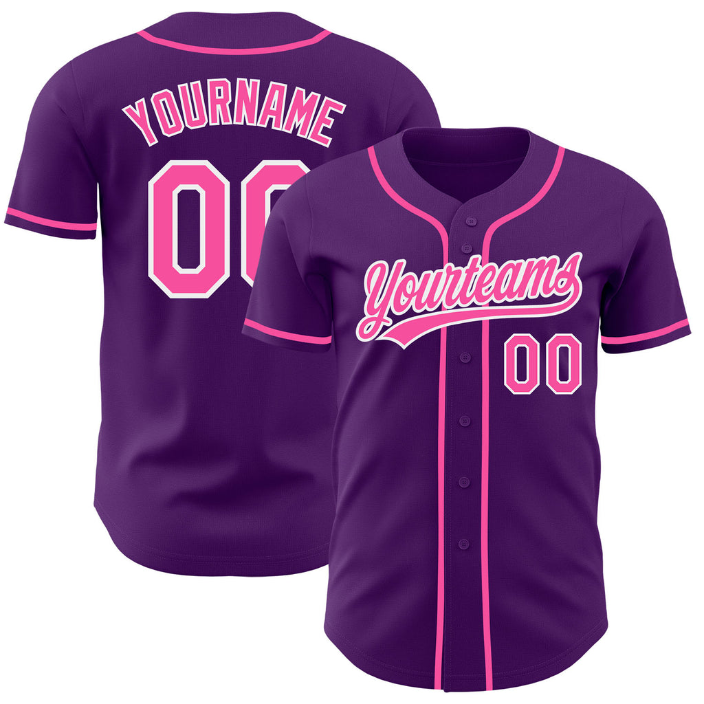 Custom Purple Pink-White Authentic Baseball Jersey