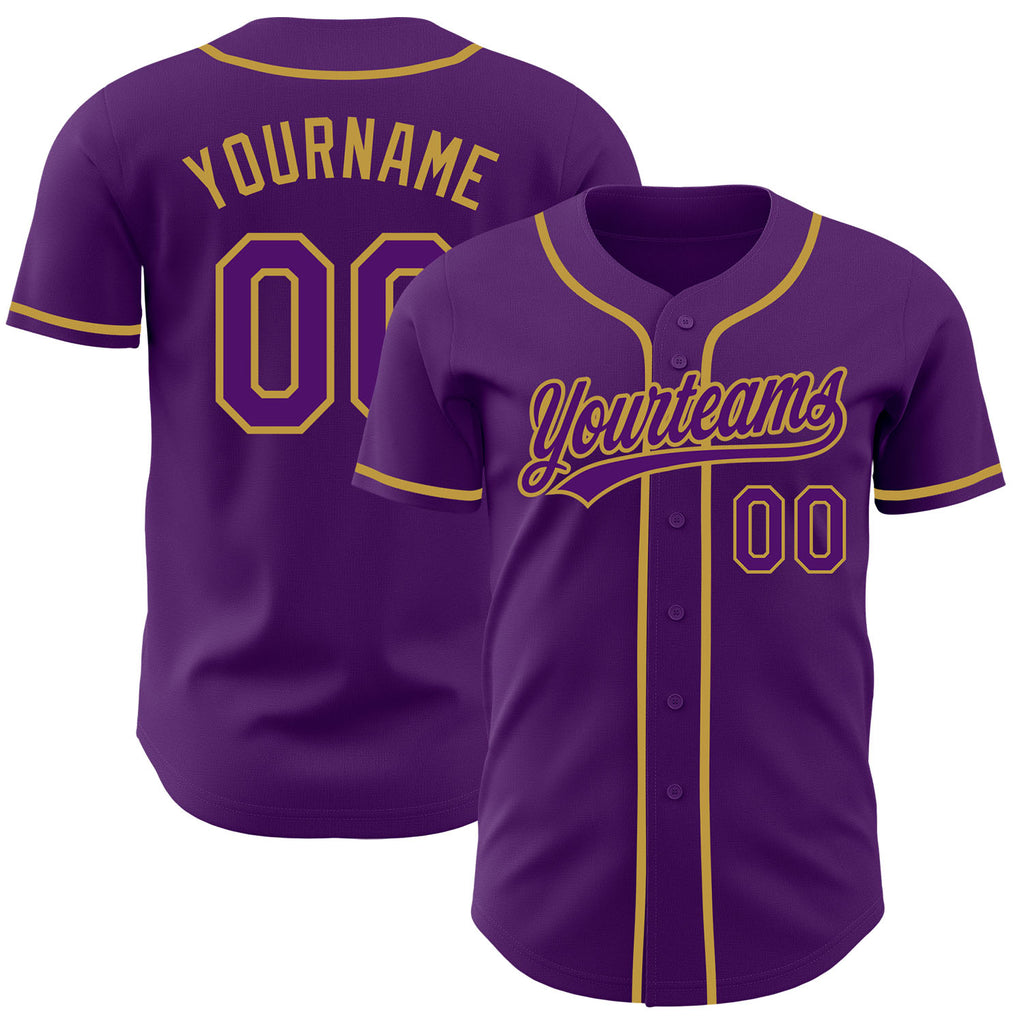 Custom Purple-Old Gold Authentic Baseball Jersey