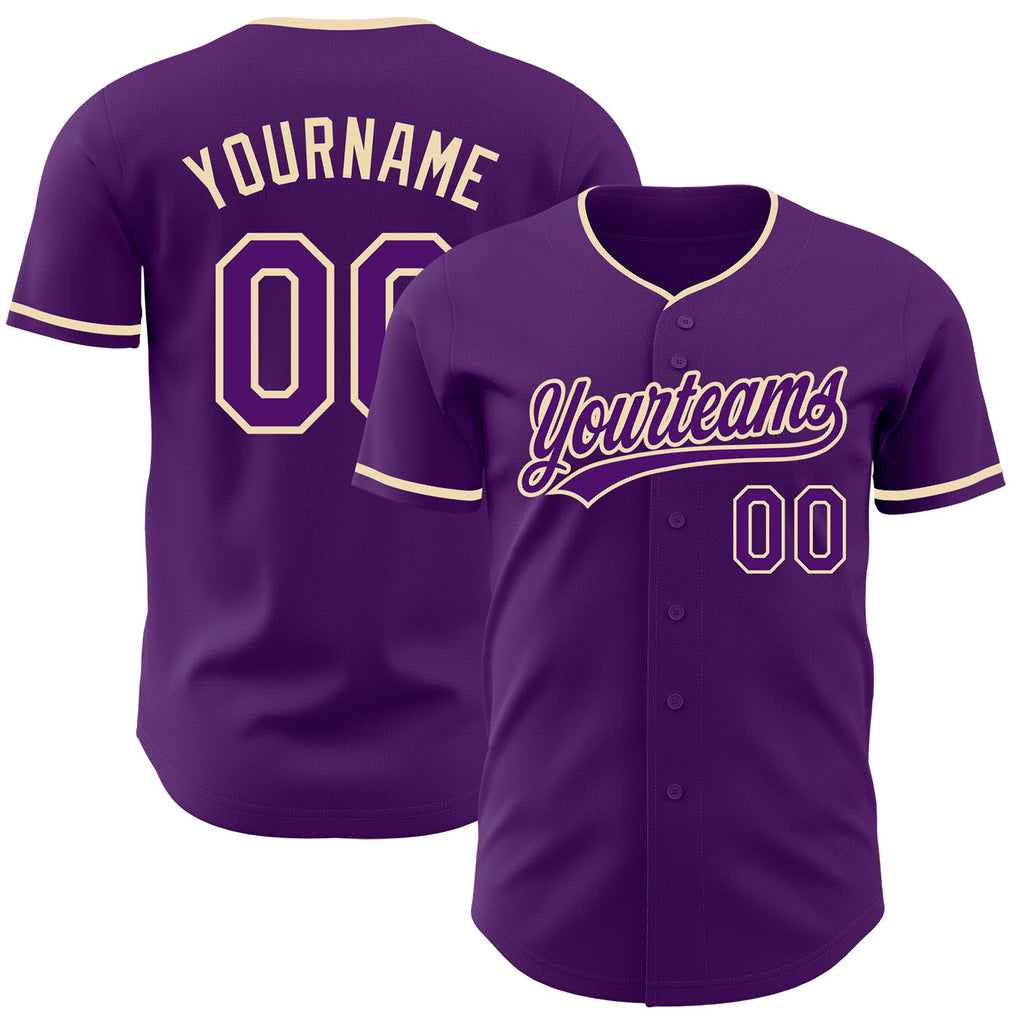 Custom Purple-Cream Authentic Baseball Jersey