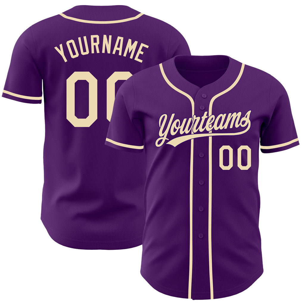 Custom Purple-Cream Authentic Baseball Jersey