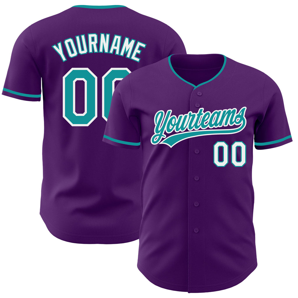 Custom Purple Teal-White Authentic Baseball Jersey
