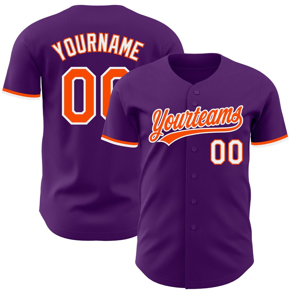 Custom Purple Orange-White Authentic Baseball Jersey