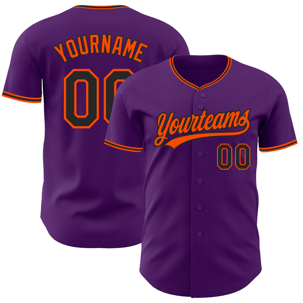 Custom Purple Black-Orange Authentic Baseball Jersey
