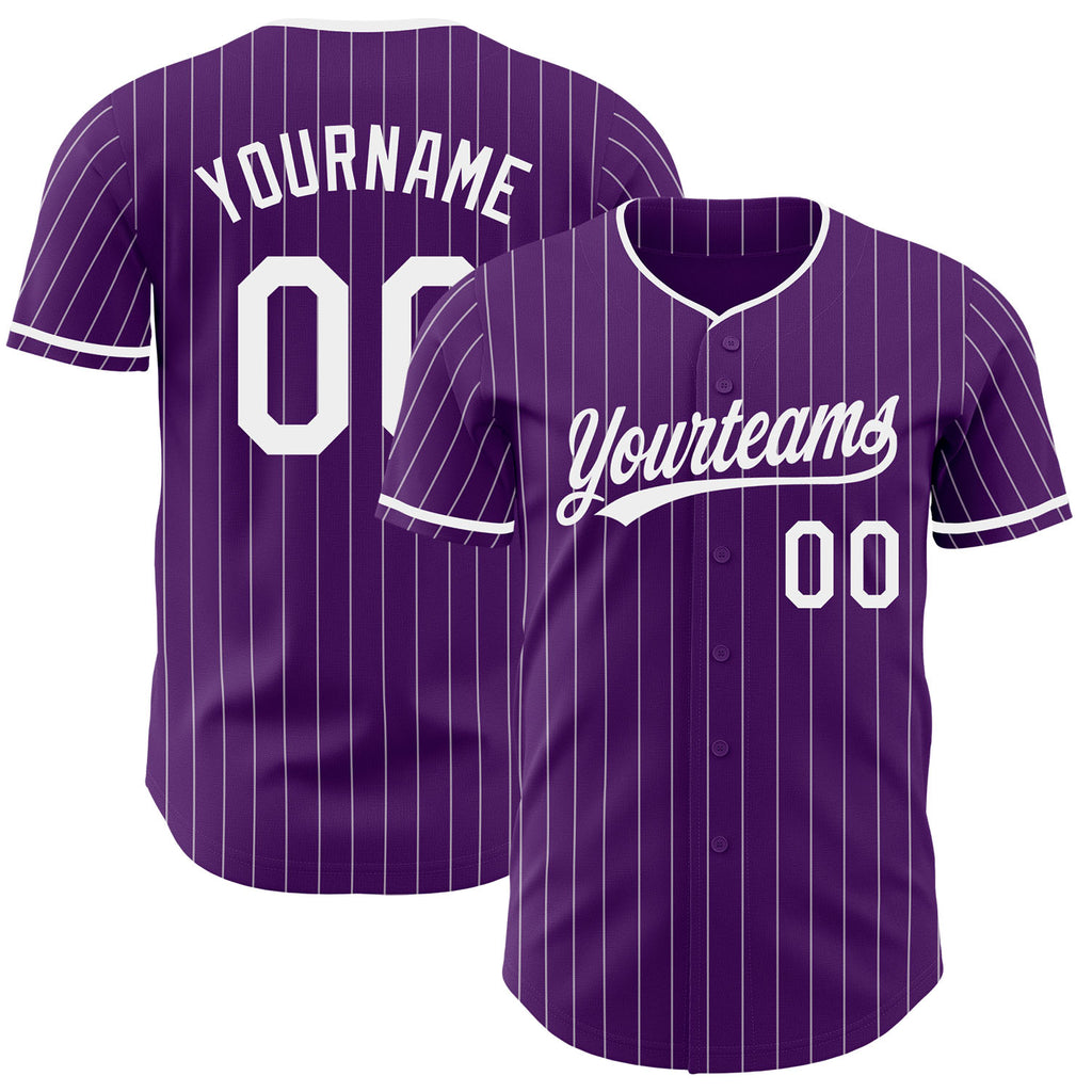 Custom Purple White Pinstripe Authentic Baseball Jersey