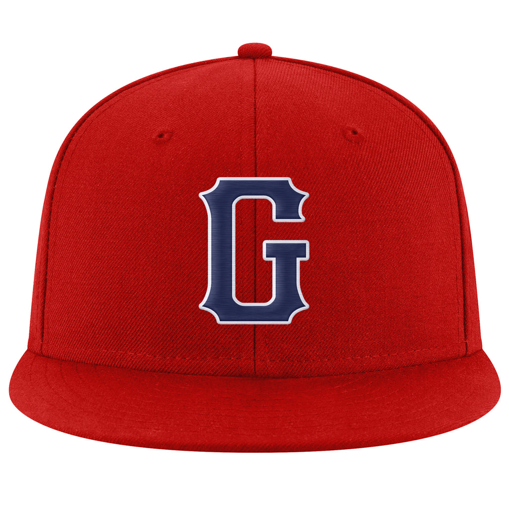 Custom Red Navy-White Stitched Adjustable Snapback Hat