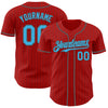 Custom Red Steel Gray Pinstripe Sky Blue Authentic Baseball Jersey