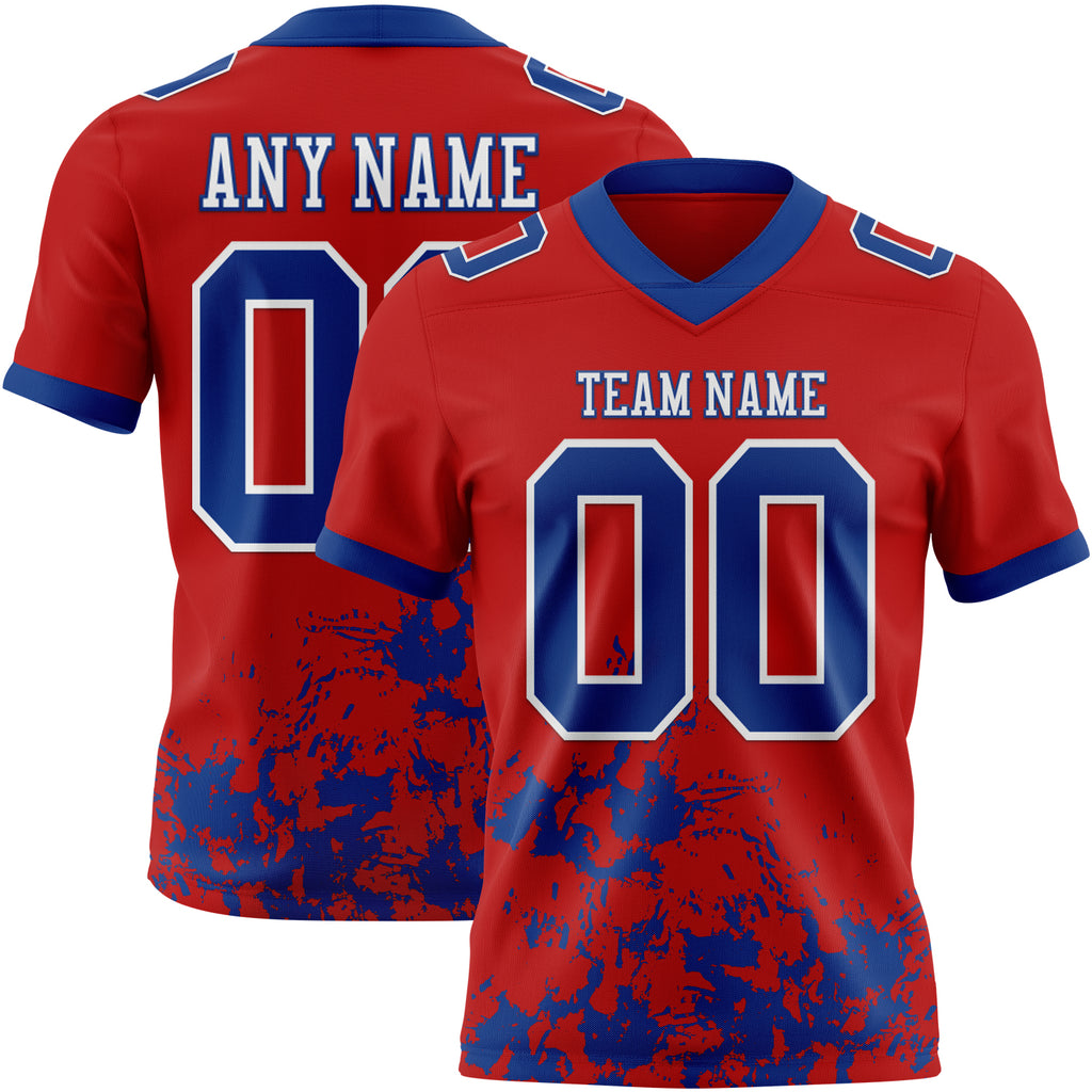 Custom Red Royal-White Splash Mesh Authentic Football Jersey