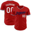 Custom Red White-Navy Authentic Baseball Jersey