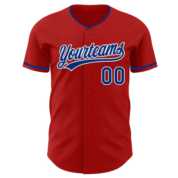 Custom Red Royal-White Authentic Baseball Jersey