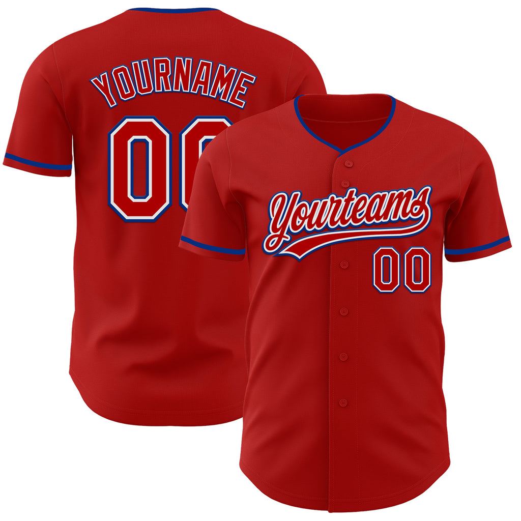 Custom Red White-Royal Authentic Baseball Jersey