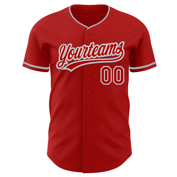 Custom Red White-Gray Authentic Baseball Jersey