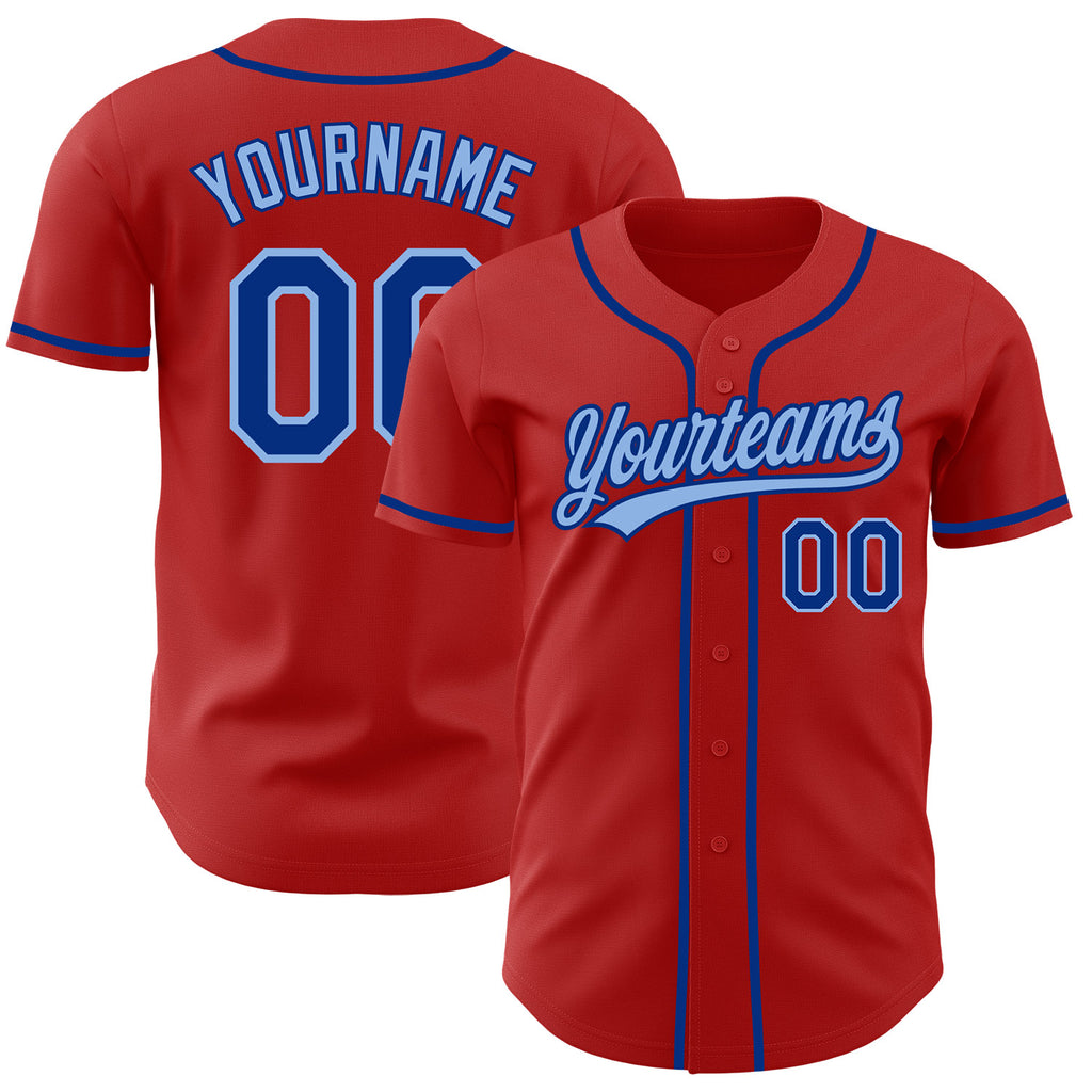 Custom Red Royal-Light Blue Authentic Baseball Jersey
