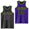 Custom Reversible Black Purple-Neon Green Double Side Sublimation Basketball Suit Jersey
