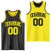 Custom Reversible Black Light Yellow Double Side Sublimation Basketball Suit Jersey
