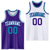 Custom Purple Teal-White Reversible Double Side Sublimation Basketball Suit Jersey