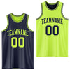 Custom Reversible Navy Neon Green Double Side Sublimation Basketball Suit Jersey