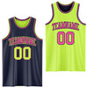 Custom Reversible Navy Neon Green-Pink Double Side Sublimation Basketball Suit Jersey