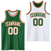 Custom Reversible Kelly Green White-Orange Double Side Sublimation Basketball Suit Jersey