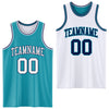 Custom Reversible Teal White-Navy Double Side Sublimation Basketball Suit Jersey