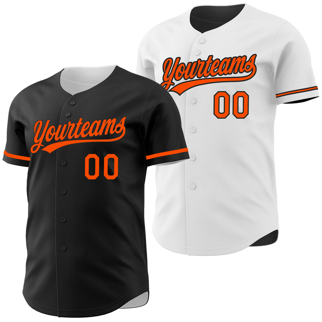 Custom Black-Orange Reversible Button-Down Baseball Jersey