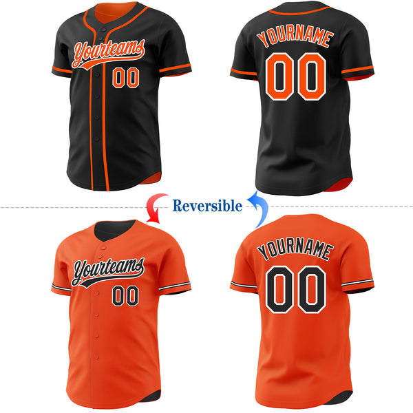 Custom Black Cream Reversible Button-Down Baseball Jersey