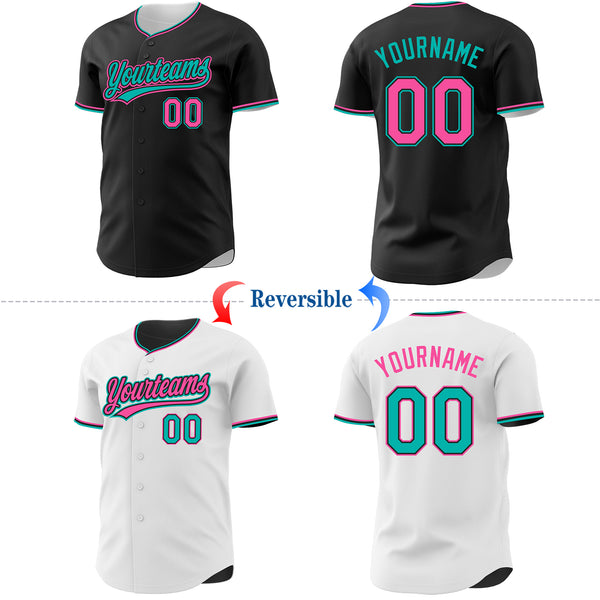 Custom Black White Reversible Button-Down Baseball Jersey