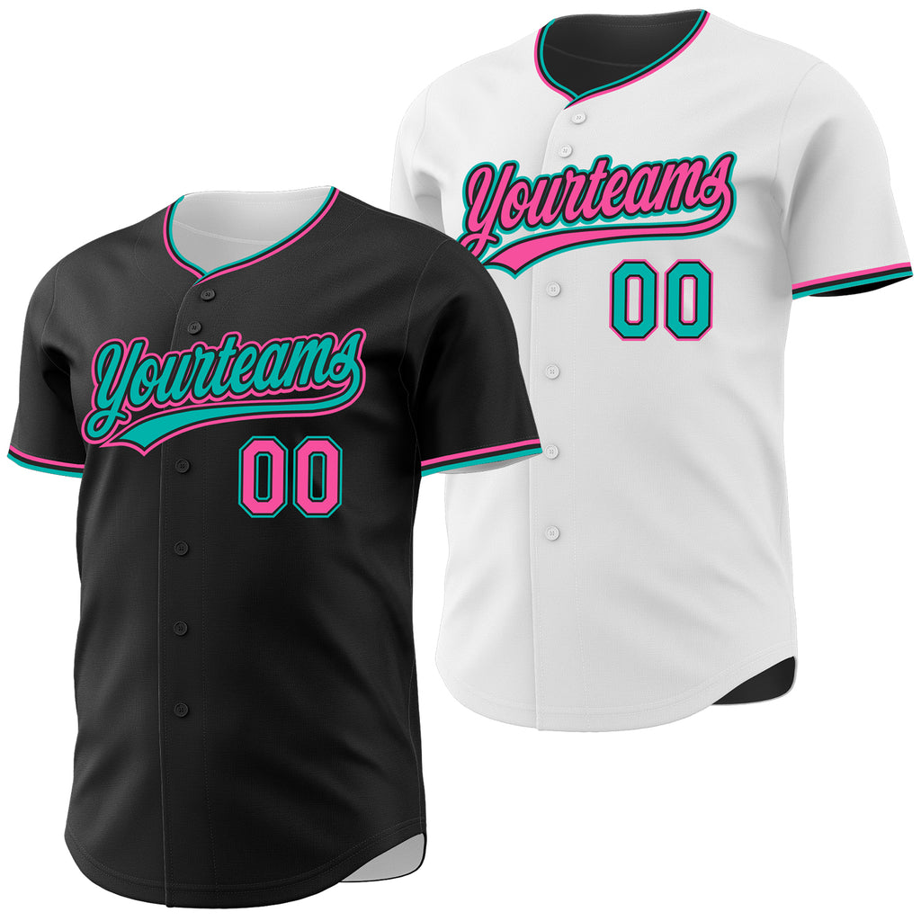 Custom Black White Reversible Button-Down Baseball Jersey