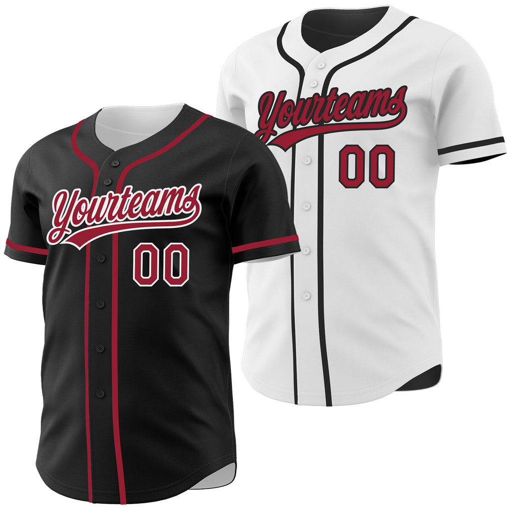 Custom Black Cardinal-White Reversible Button-Down Baseball Jersey