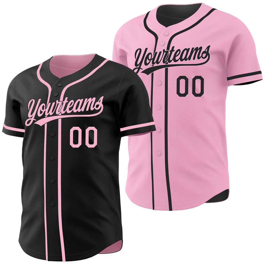 Custom Black-Light Pink Reversible Button-Down Baseball Jersey