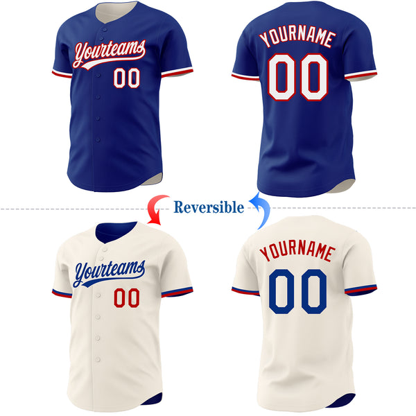 Custom Royal Cream Reversible Button-Down Baseball Jersey