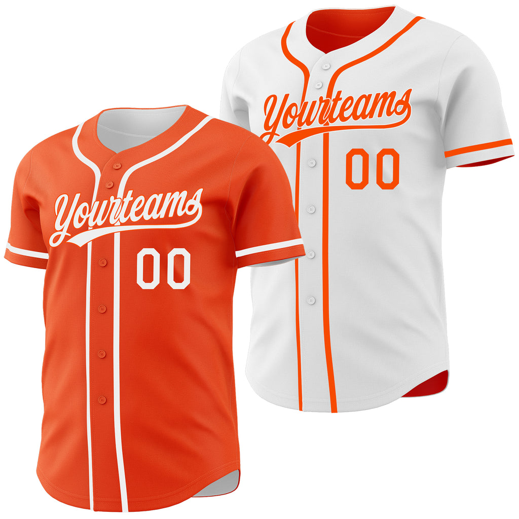 Custom Orange-White Reversible Button-Down Baseball Jersey