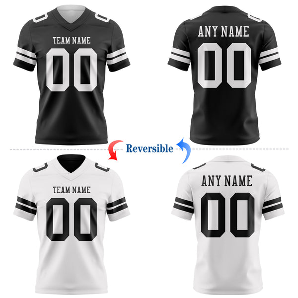 Custom Black-White Reversible Double Side Authentic Football Jersey