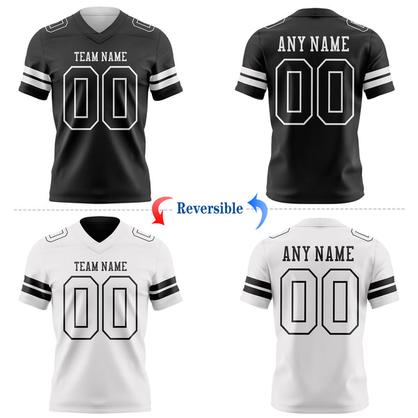 Custom Black-White Reversible Double Side Authentic Football Jersey
