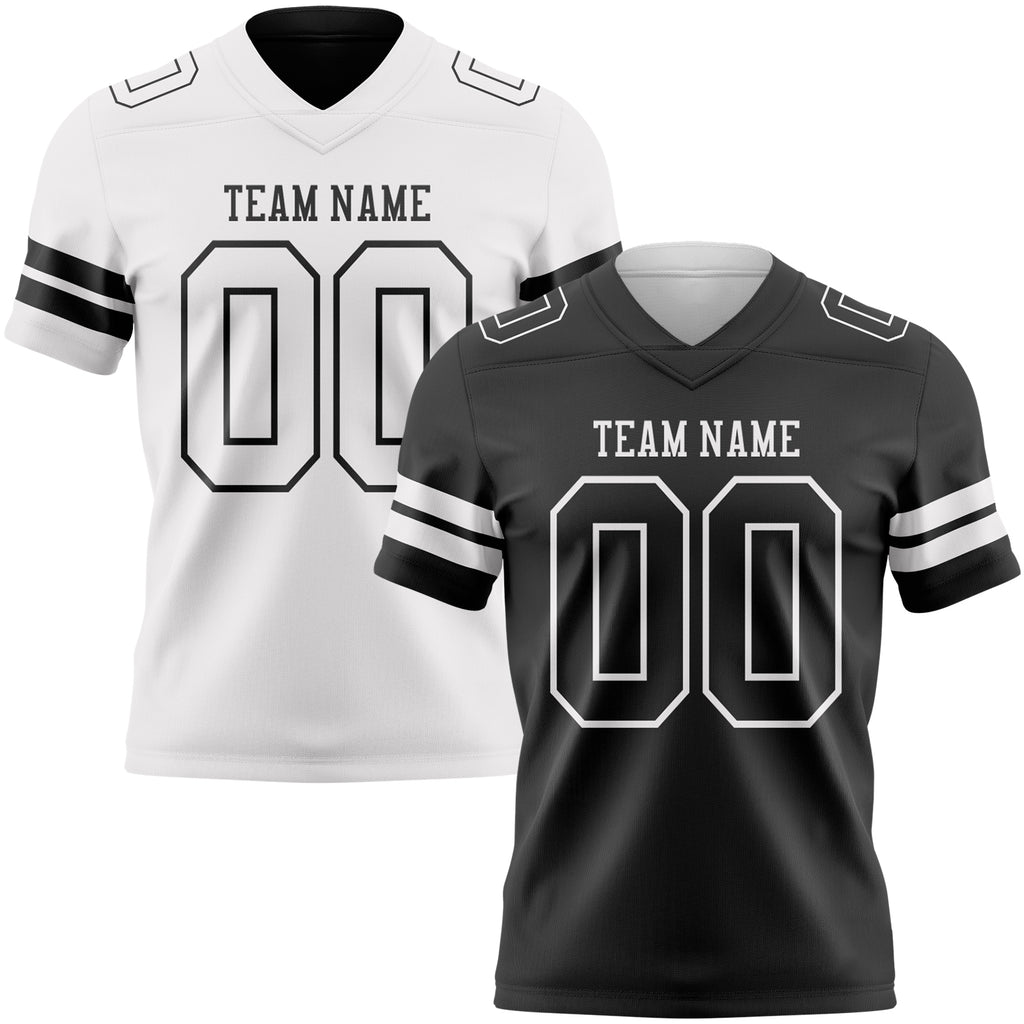 Custom Black-White Reversible Double Side Authentic Football Jersey