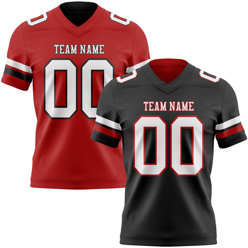 Custom Black White-Red Reversible Double Side Authentic Football Jersey