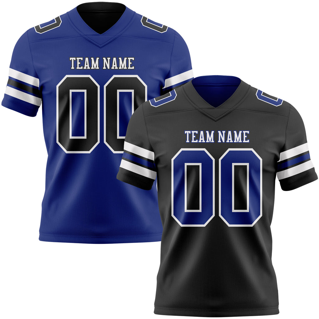 Custom Black Royal-White Reversible Double Side Authentic Football Jersey
