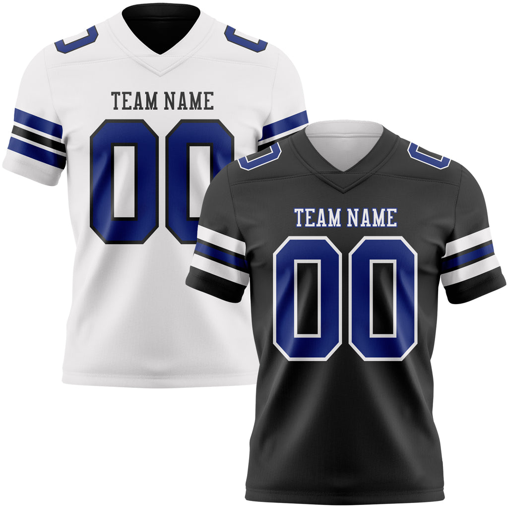 Custom Black Royal-White Reversible Double Side Authentic Football Jersey