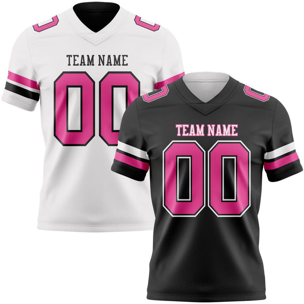 Custom Black Pink-White Reversible Double Side Authentic Football Jersey