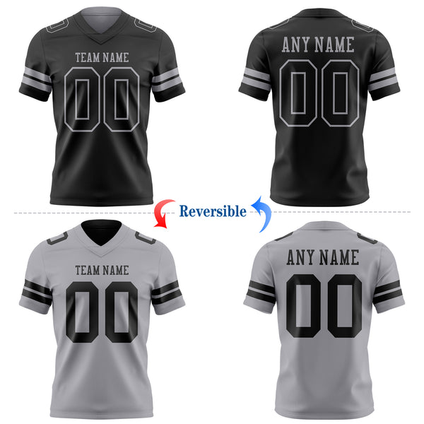 Custom Black-Gray Reversible Double Side Authentic Football Jersey