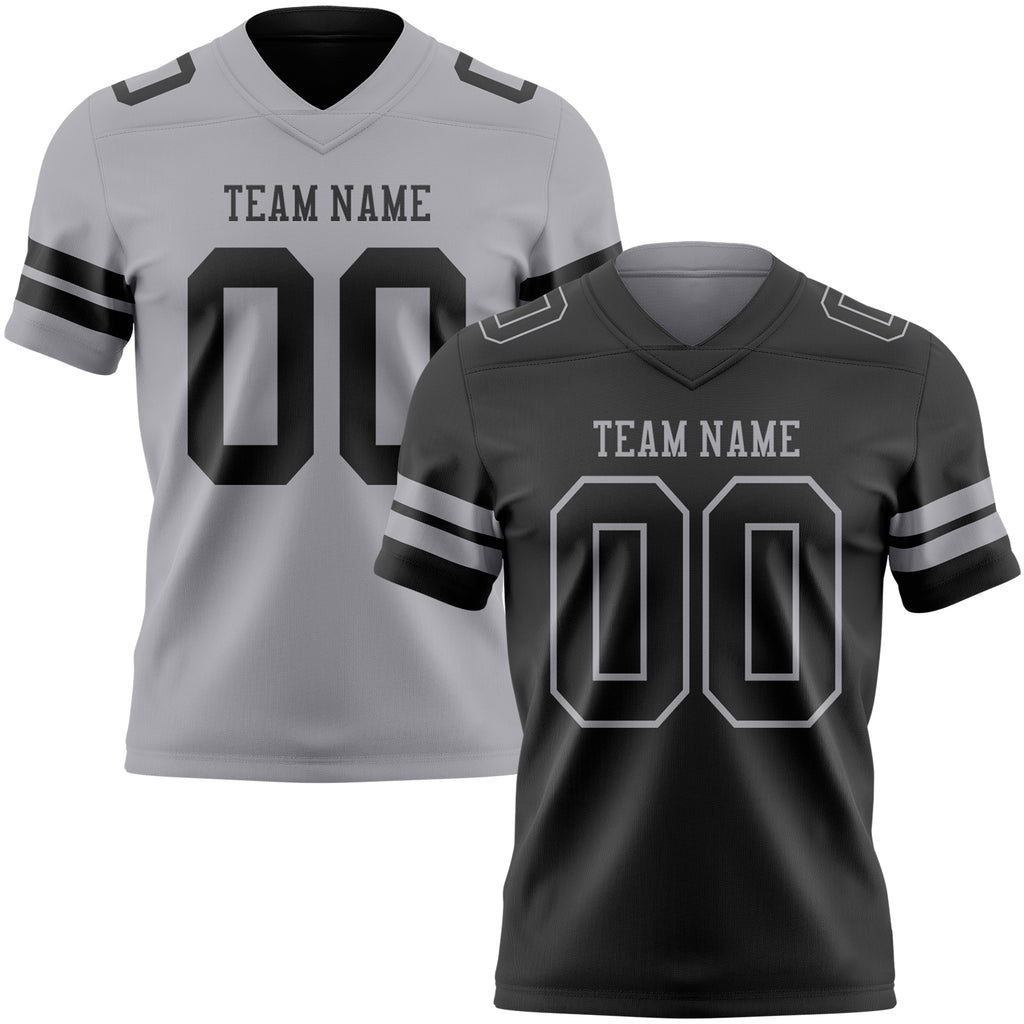 Custom Black-Gray Reversible Double Side Authentic Football Jersey