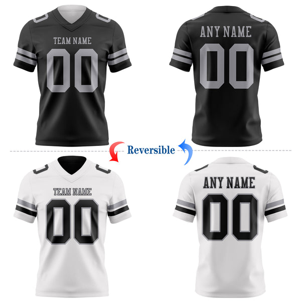 Custom Black-Gray Reversible Double Side Authentic Football Jersey