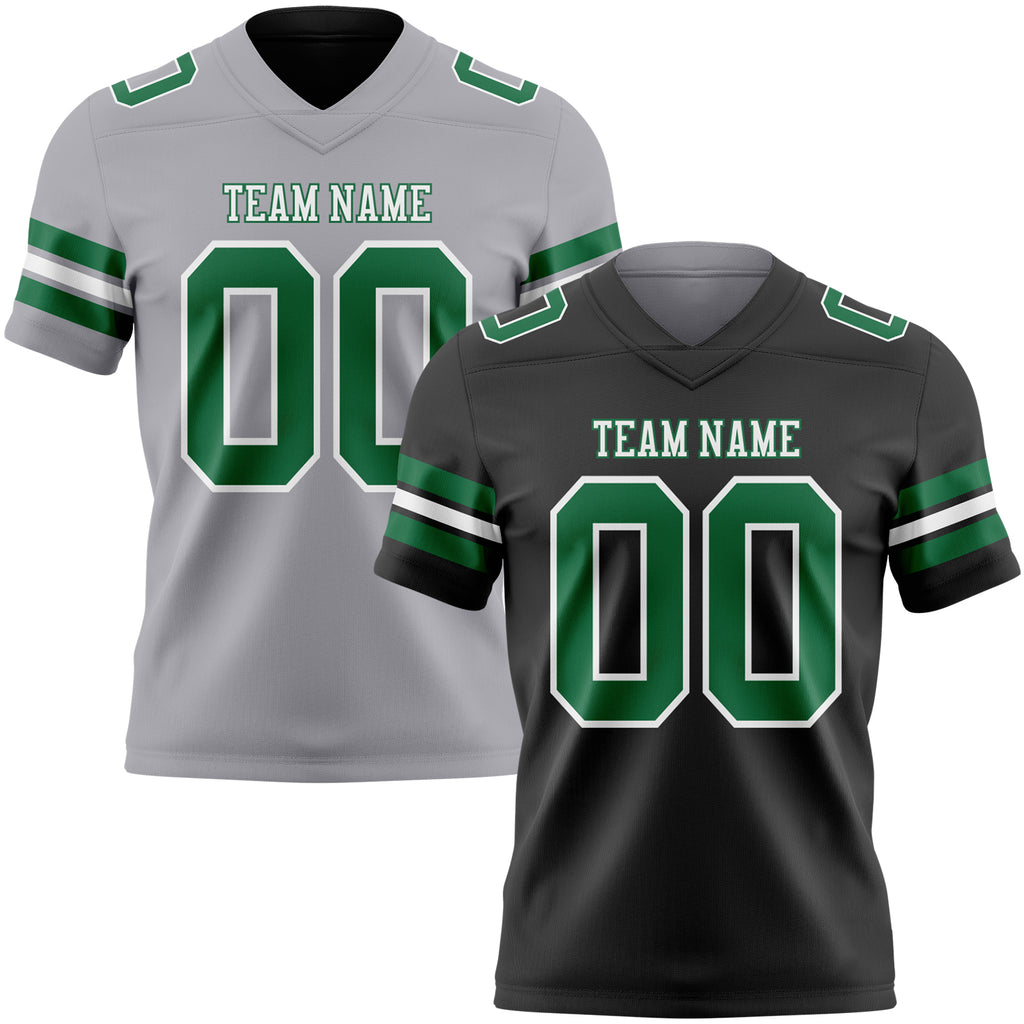 Custom Black Gray Reversible Double Side Authentic Football Jersey