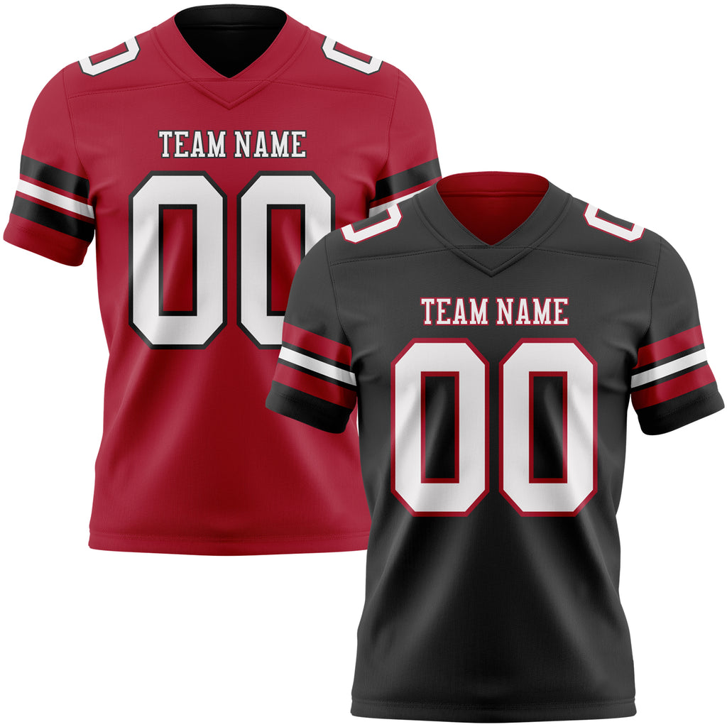 Custom Black White-Cardinal Reversible Double Side Authentic Football Jersey