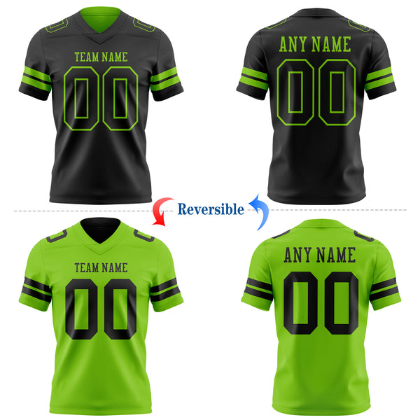 Custom Black-Neon Green Reversible Double Side Authentic Football Jersey