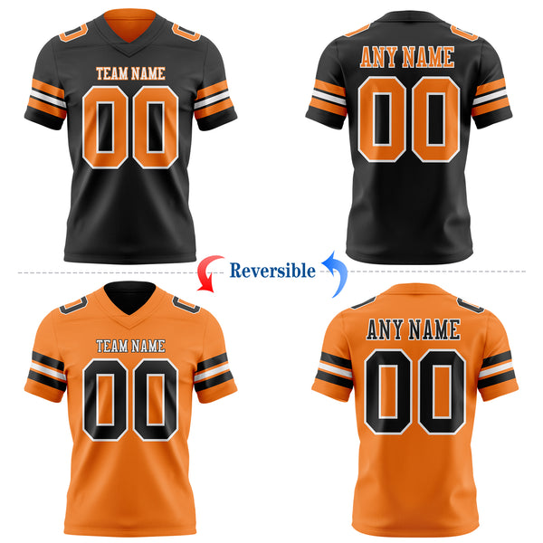 Custom Black Bay Orange-White Reversible Double Side Authentic Football Jersey