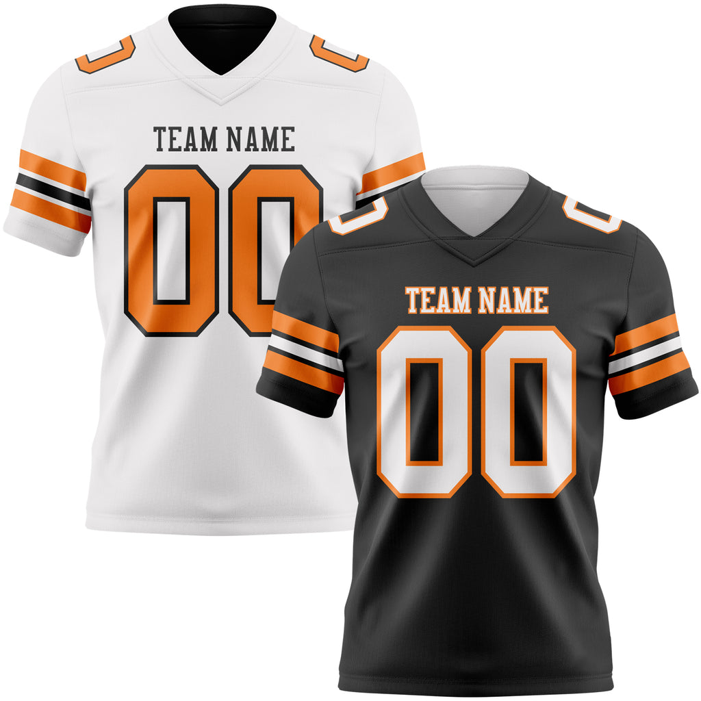 Custom Black White-Bay Orange Reversible Double Side Authentic Football Jersey