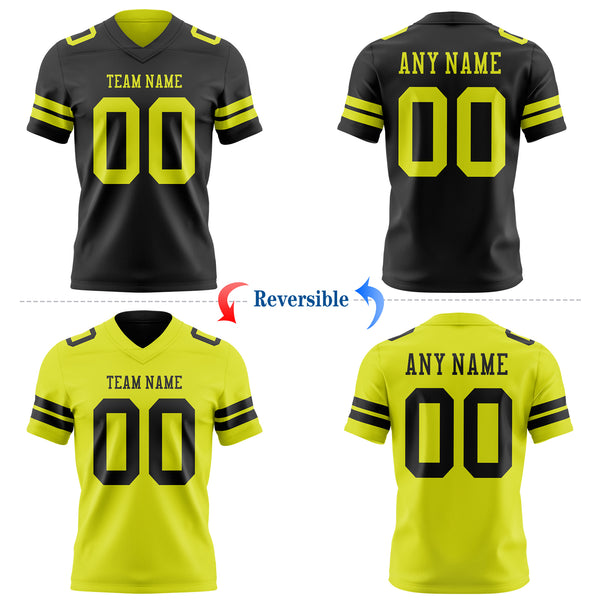 Custom Black-Neon Yellow Reversible Double Side Authentic Football Jersey