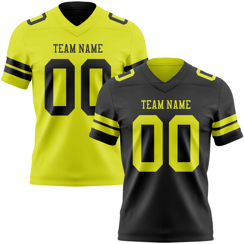 Custom Black-Neon Yellow Reversible Double Side Authentic Football Jersey